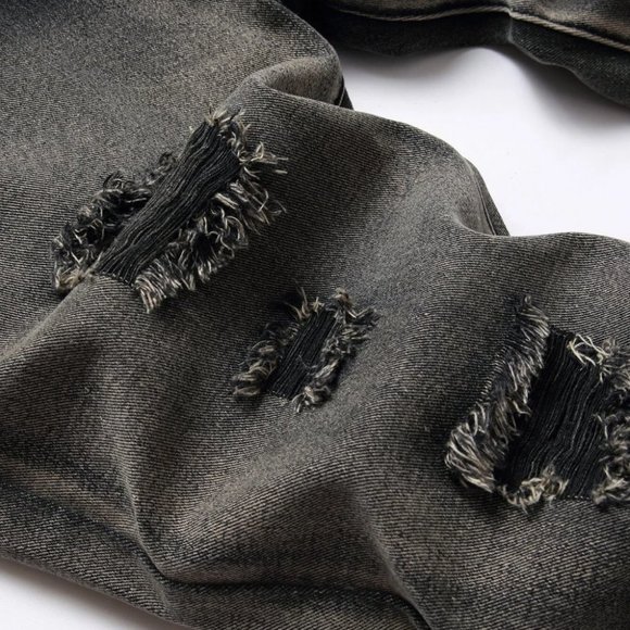 Black Mens Distressed Jeans - Picture 7 of 8